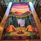 Tents and Campfire at Sunset Table Runner