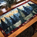 Blue Pines with Plaid Border Table Runner