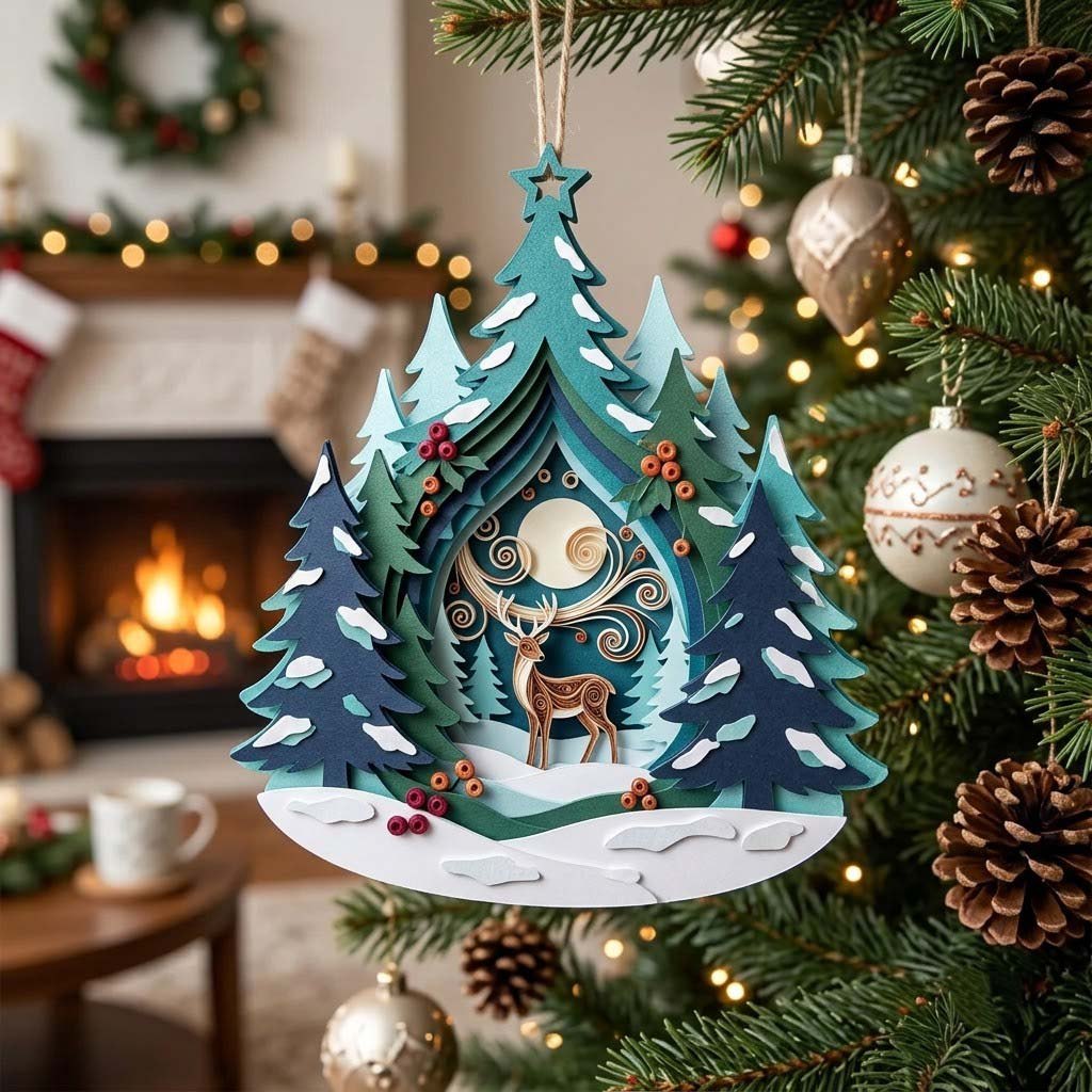 Forest Paper Portal Christmas Ornament
