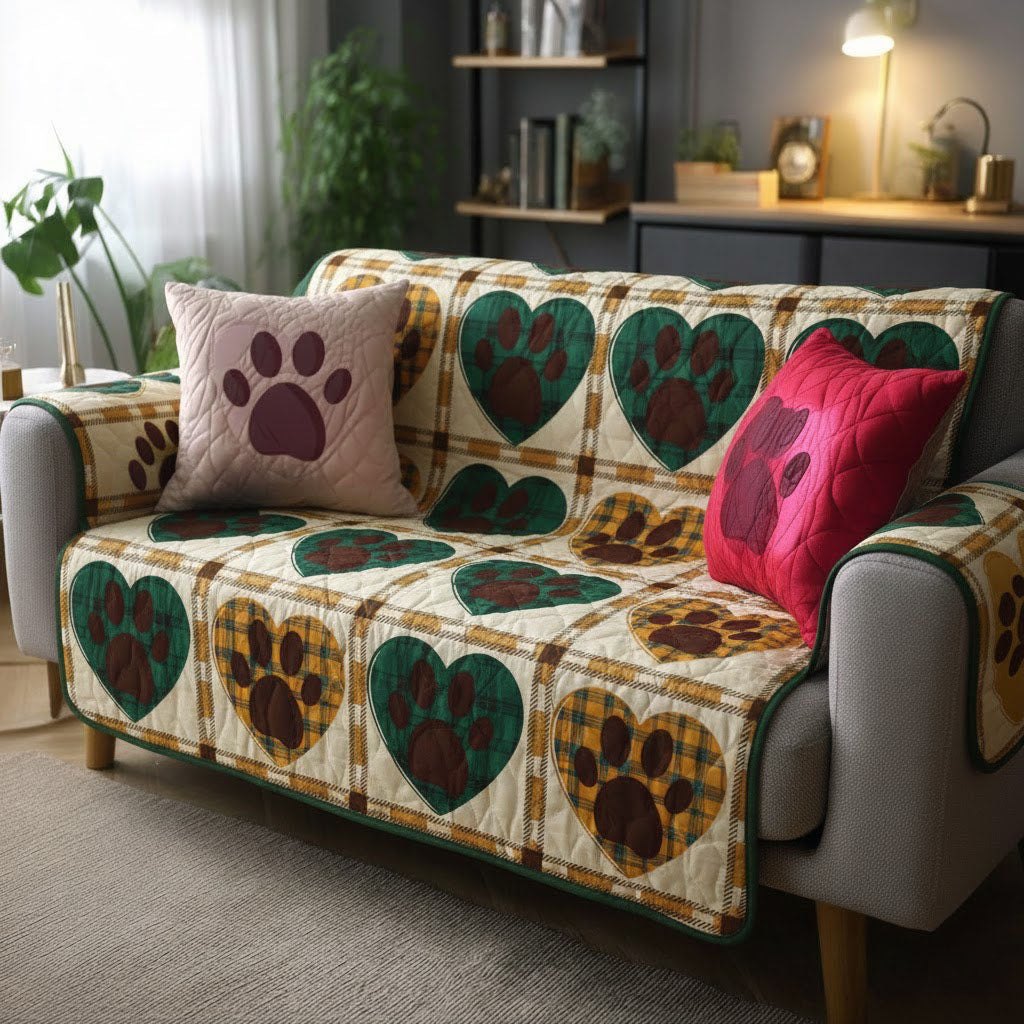 Forest Paw Hearts Sofa Cover