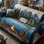 Campfire by the Mountain Lake Sofa Cover