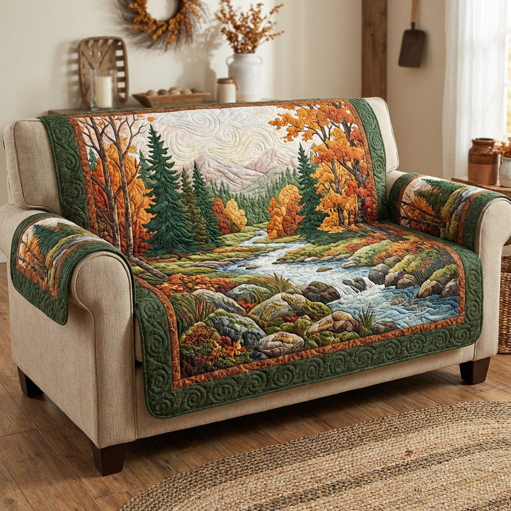Autumn River Through the Birches Sofa Cover