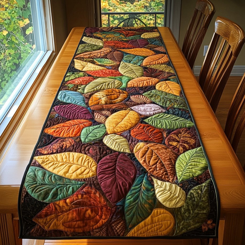 Colorful Autumn Leaves Table Runner
