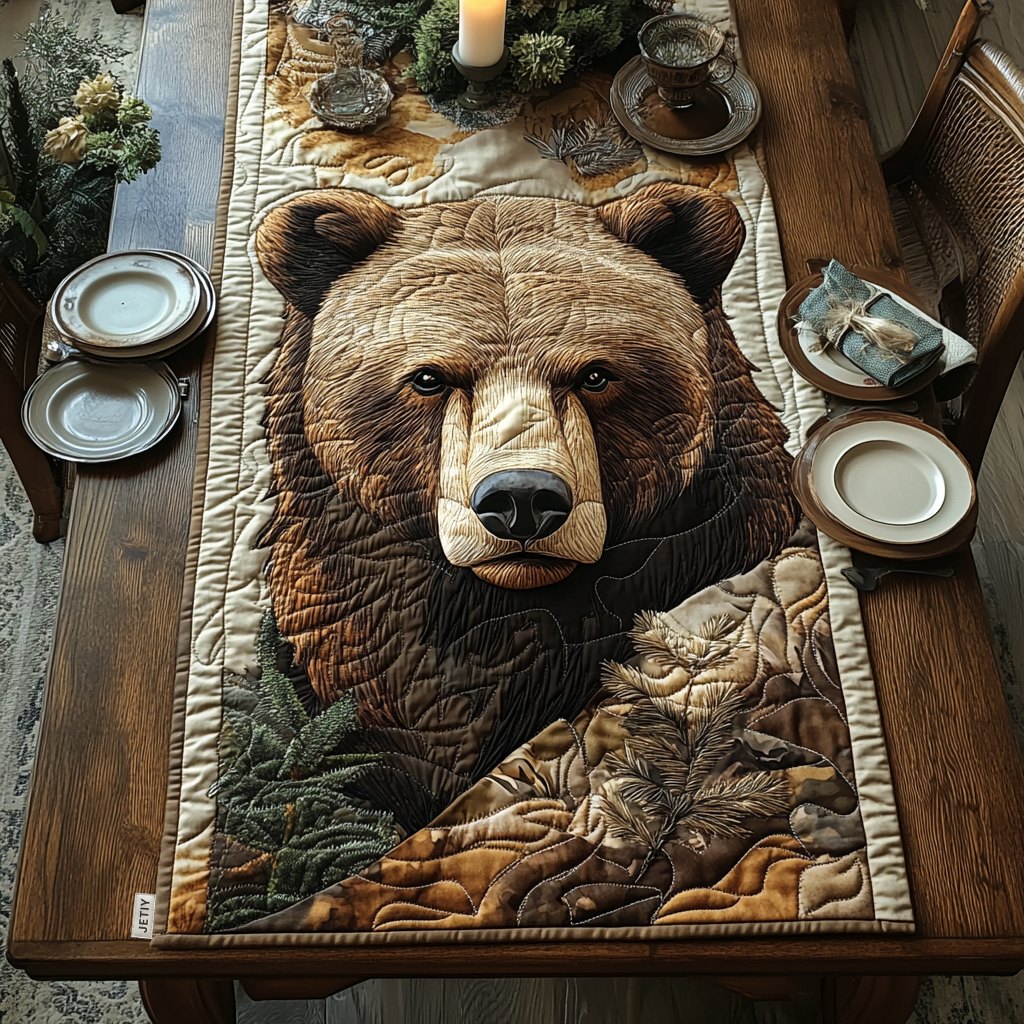 Brown Bear Portrait Table Runner