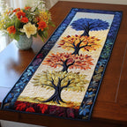 Autumn Tree with Blue Border Table Runner