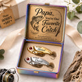 Gold silver fishing lures Custom Name Wall Clock — personalized with a custom name