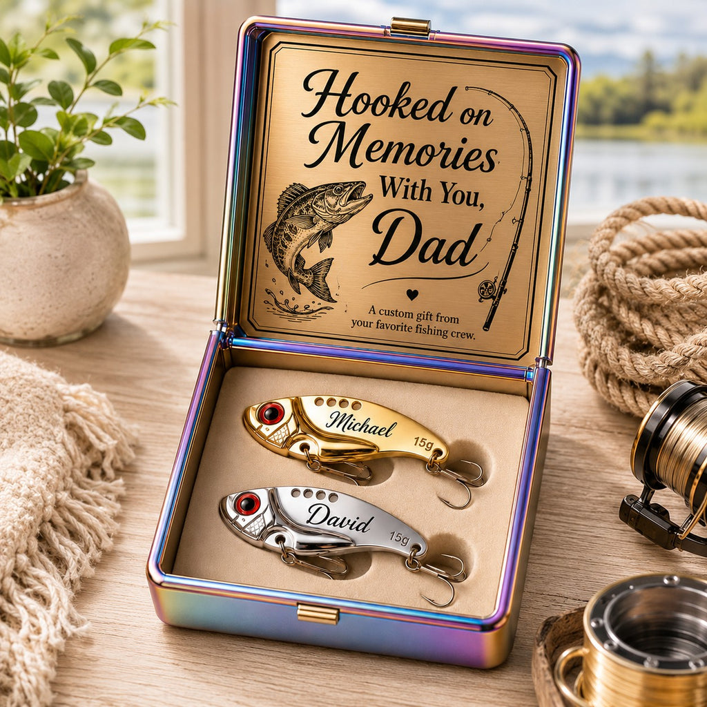 Gold silver fishing lures Custom Name Wall Clock — personalized with a custom name
