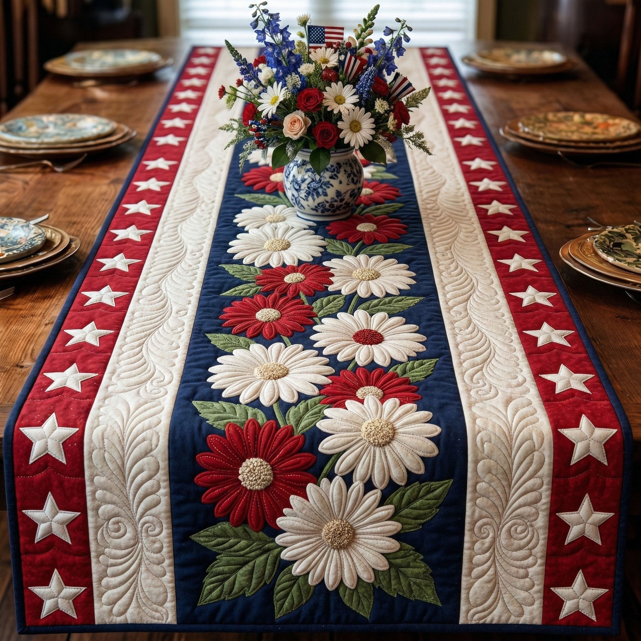 Freedom Daisy Table Runner