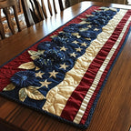 Navy Stars with Cream Flowers Table Runner