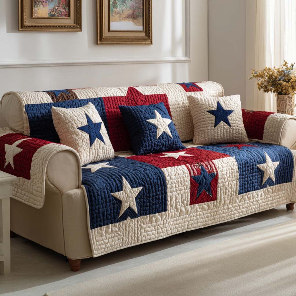 Bold White Stars on Navy Sofa Cover
