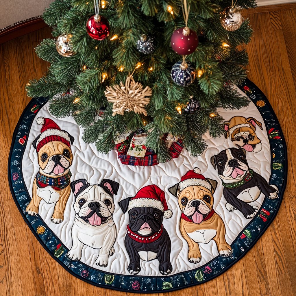 French Bulldog Holiday Joy Christmas Tree Skirt