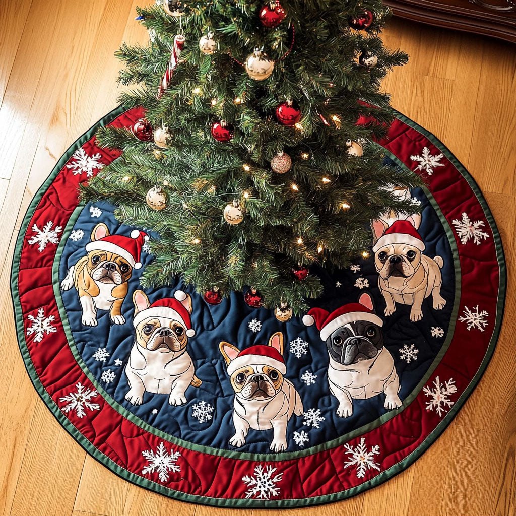 French Bulldog Holiday Spirit Christmas Tree Skirt