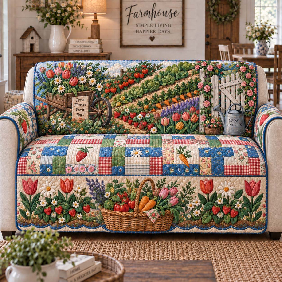 Fresh Garden Farmhouse Sofa Cover