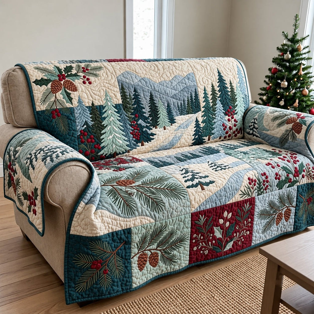 Frosted Mint Pine Forest Sofa Cover