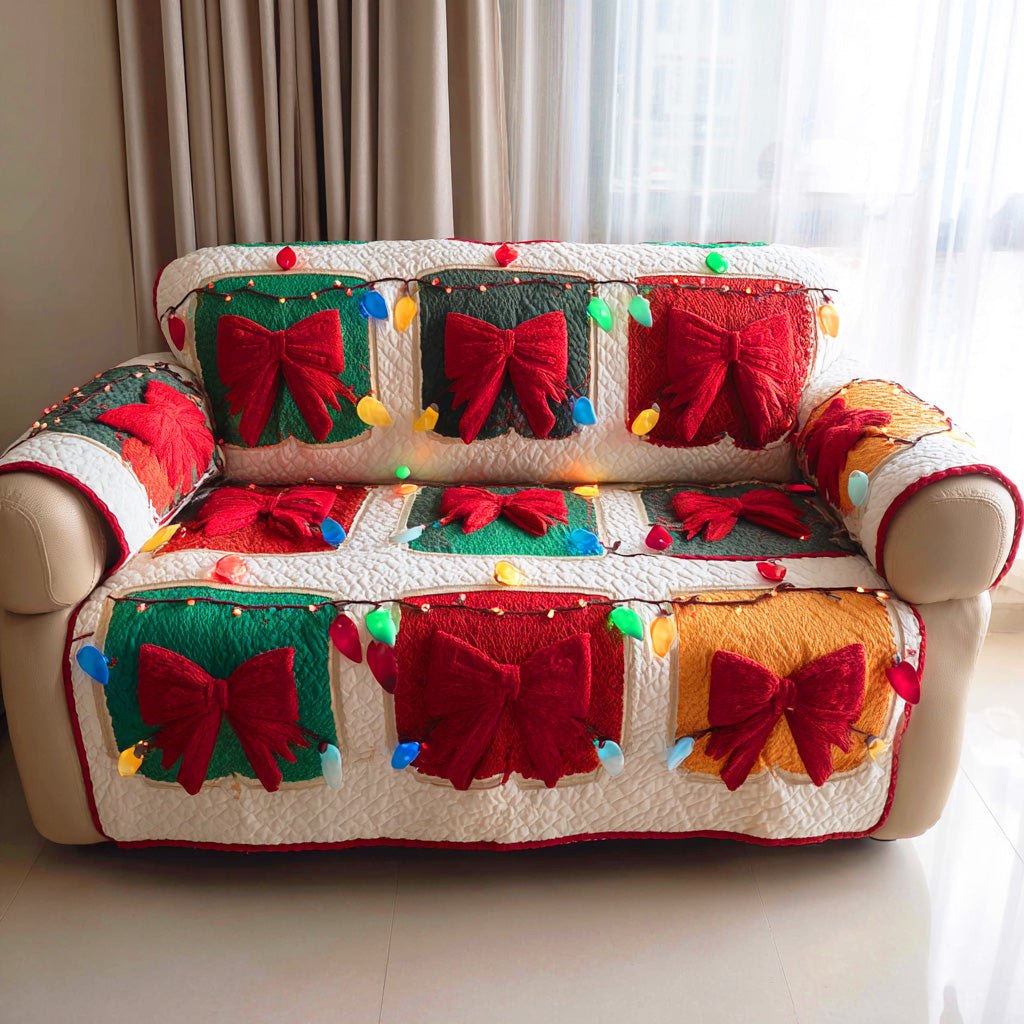 Frosty Bow Light Sofa Cover