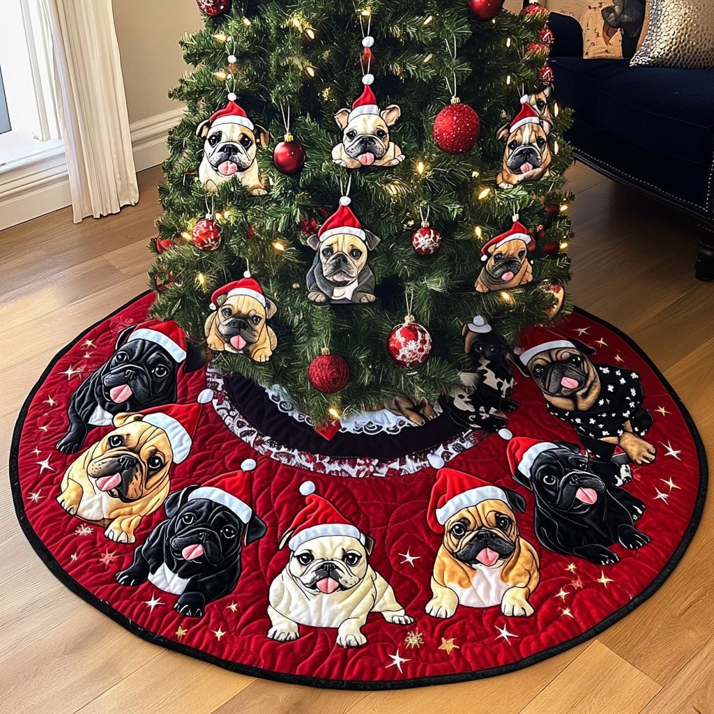 Frosty Bulldog Christmas Tree Skirt