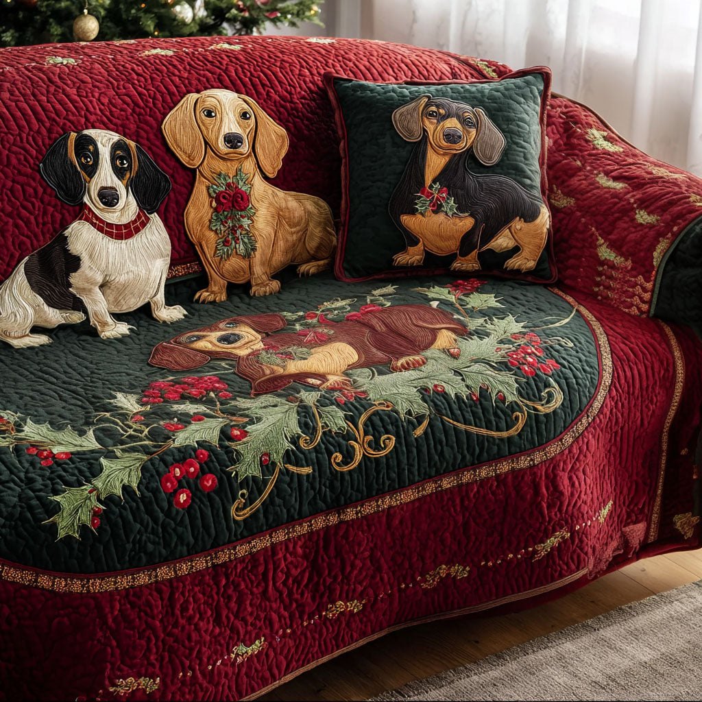 Frosty Dachshund Sofa Cover