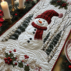 Snowman with a Plaid Scarf Table Runner