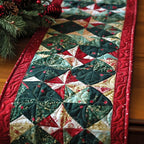 Green and Red Pinwheel Stars Table Runner