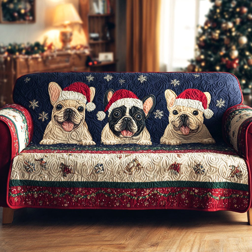Frosty Frenchies Sofa Cover