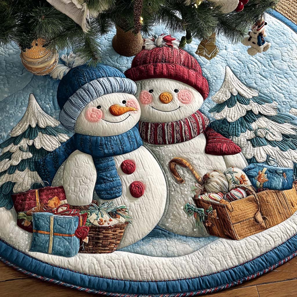 Frosty Hug Duo Christmas Tree Skirt
