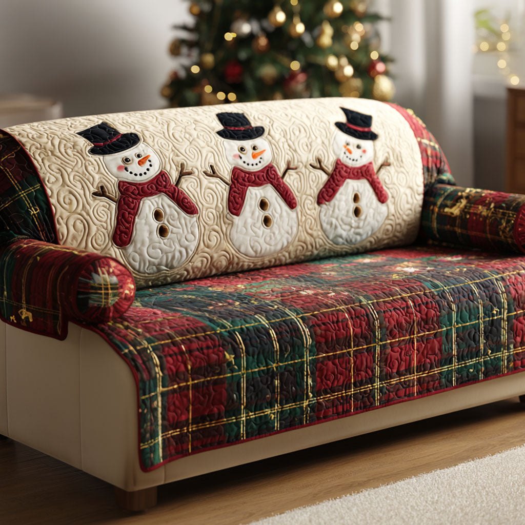 Frosty Plaid Sofa Cover