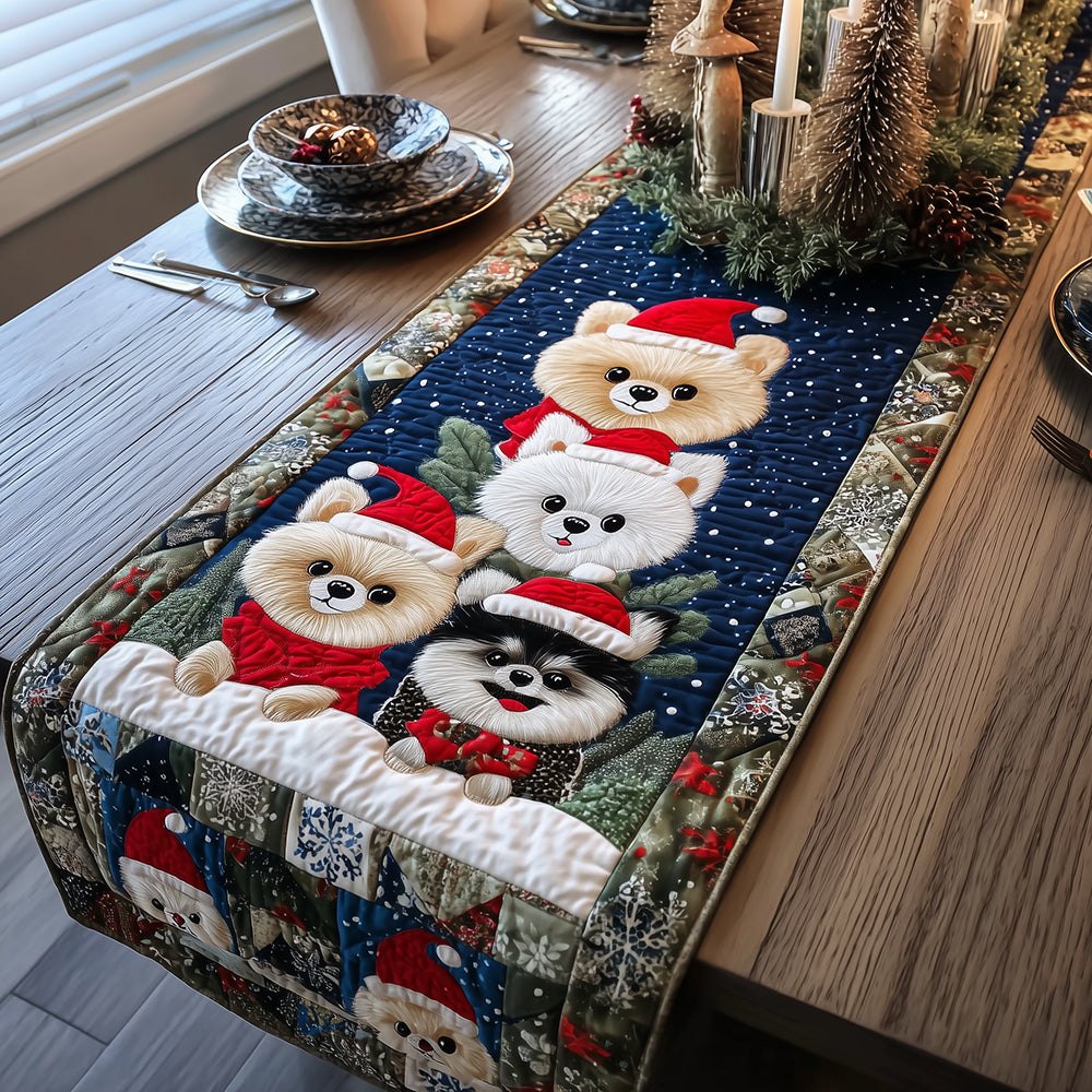 Frosty Poms Table Runner