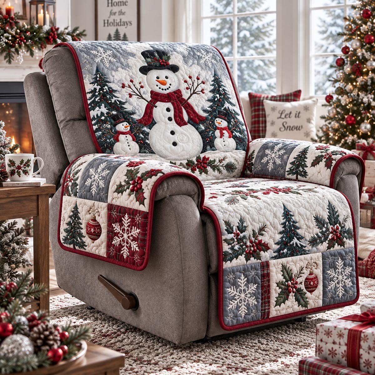 Frosty Snowman Plaid Sofa Cover