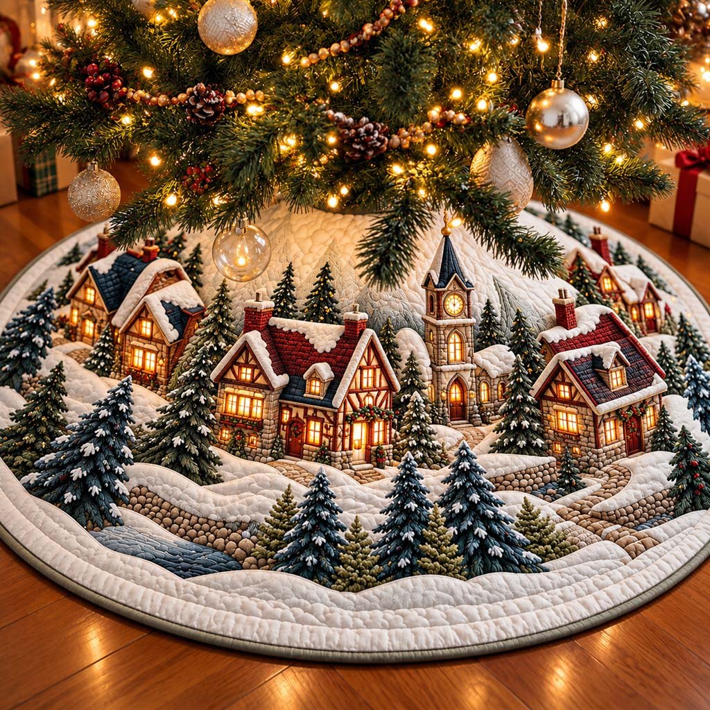 Frosty Village Christmas Tree Skirt