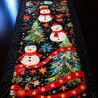 Snowmen with Trees and Stars Table Runner