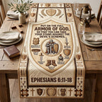Cream Armor Shield Table Runner