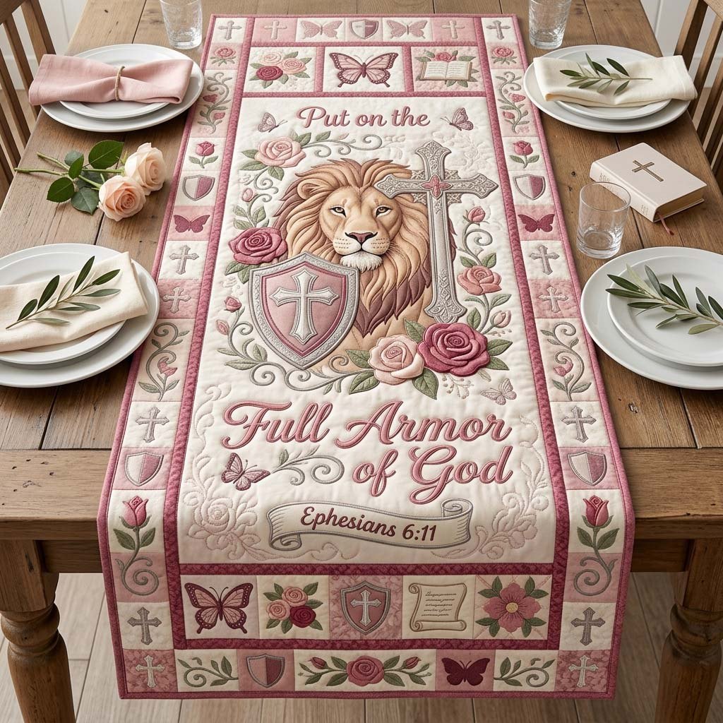 Rose Lion Faith Table Runner