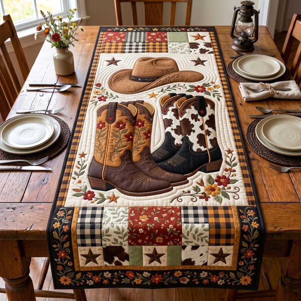 Prairie Boot Bouquet Table Runner