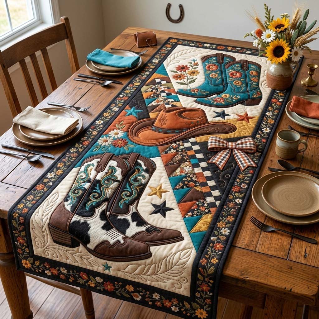 Turquoise Cowgirl Charm Table Runner