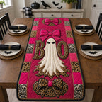 Bow Boo Leopard Glam Ghost Table Runner