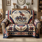 Anniversary Riders on Ivory Banner Sofa Cover