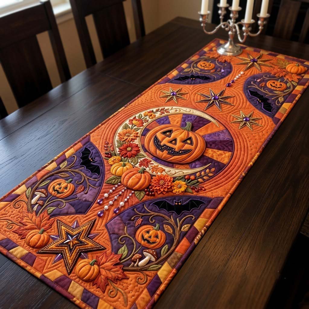 Crystal Pumpkin Celestial Garden Table Runner