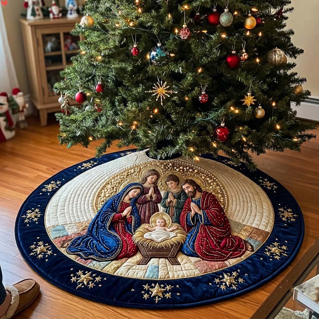 Bethlehem Pearl Halo Christmas Tree Skirt