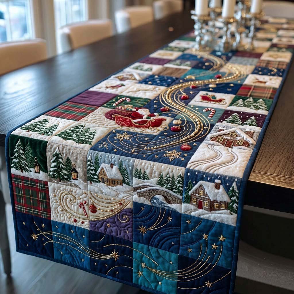Block Sleigh Journey Table Runner
