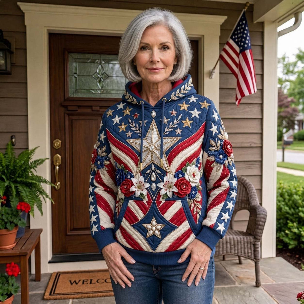 Jeweled Liberty Couture hoodie, all-over print
