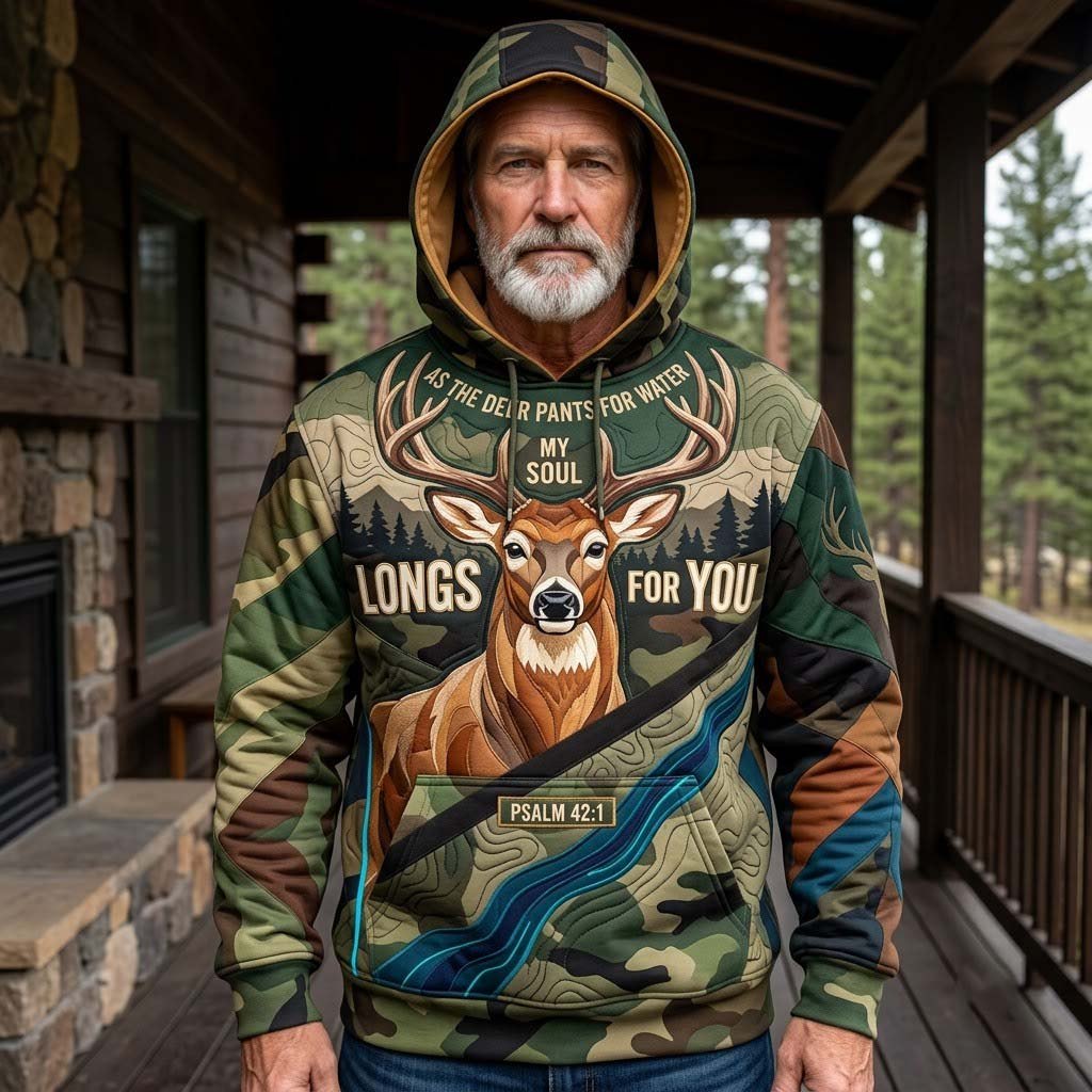 Camo Faith Buck hoodie, all-over print