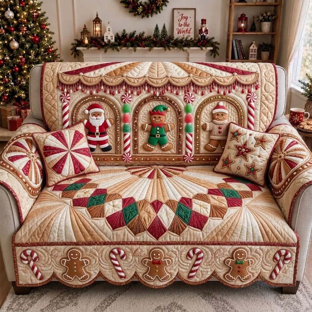 Champagne Gingerbread Carousel Sofa Cover