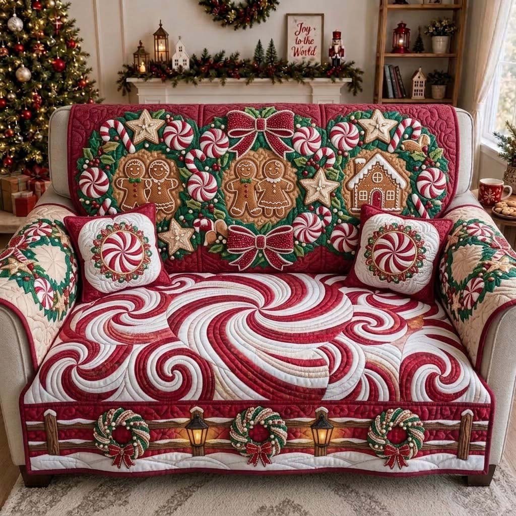 Pearl Peppermint Gingerbread Sofa Cover