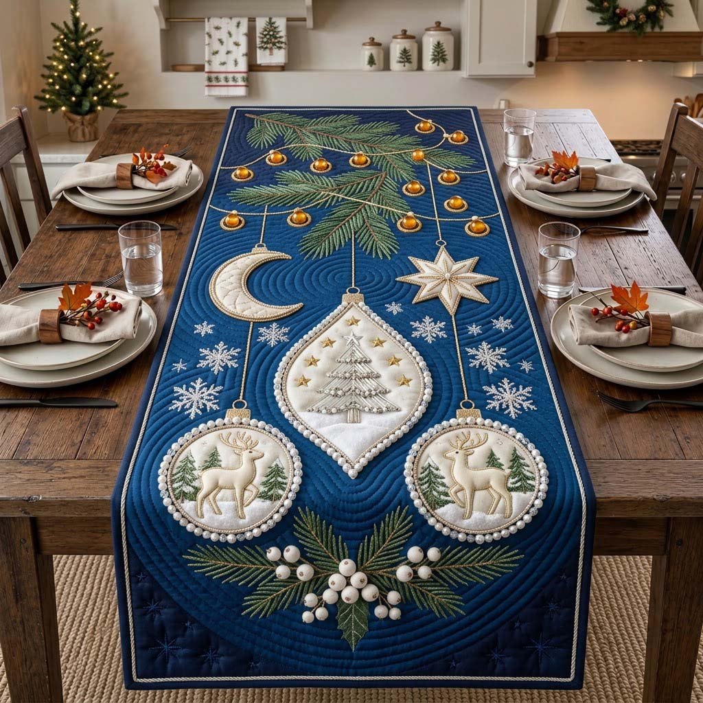 Moonlit Sapphire Salon Table Runner