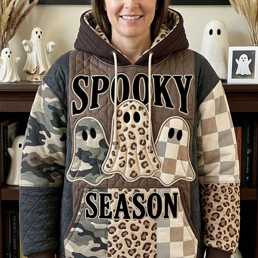 Spooky Pattern Ghost Club hoodie, all-over print