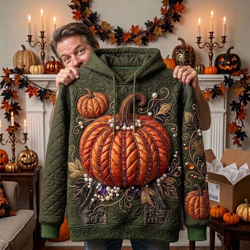 Harvest Pumpkin Cascade hoodie, all-over print
