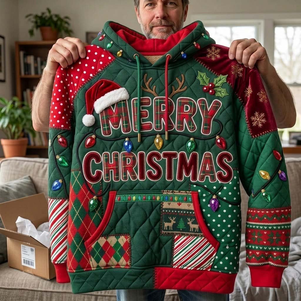 Merry Lights hoodie, all-over print