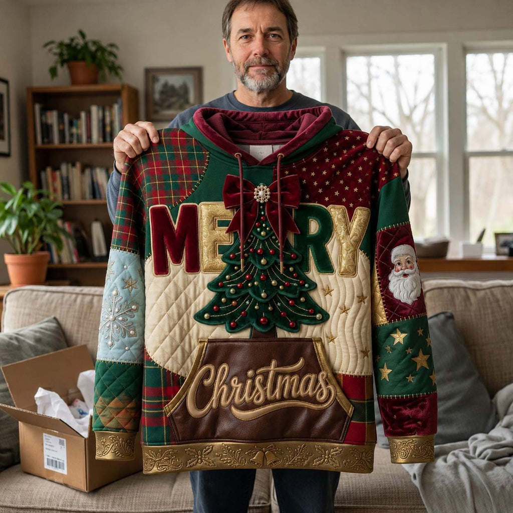 Merry Santa Tree hoodie, all-over print
