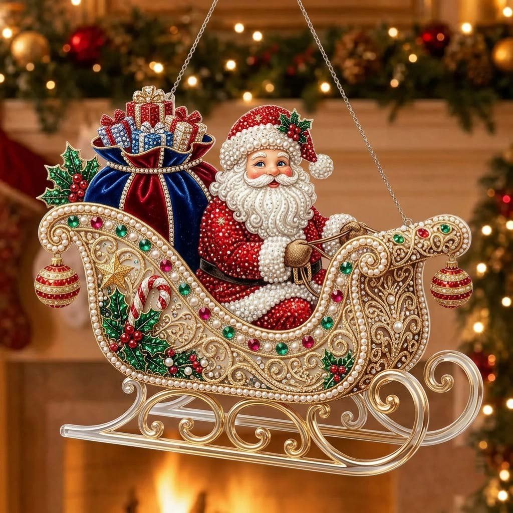 Sleigh Santa Christmas Ornament
