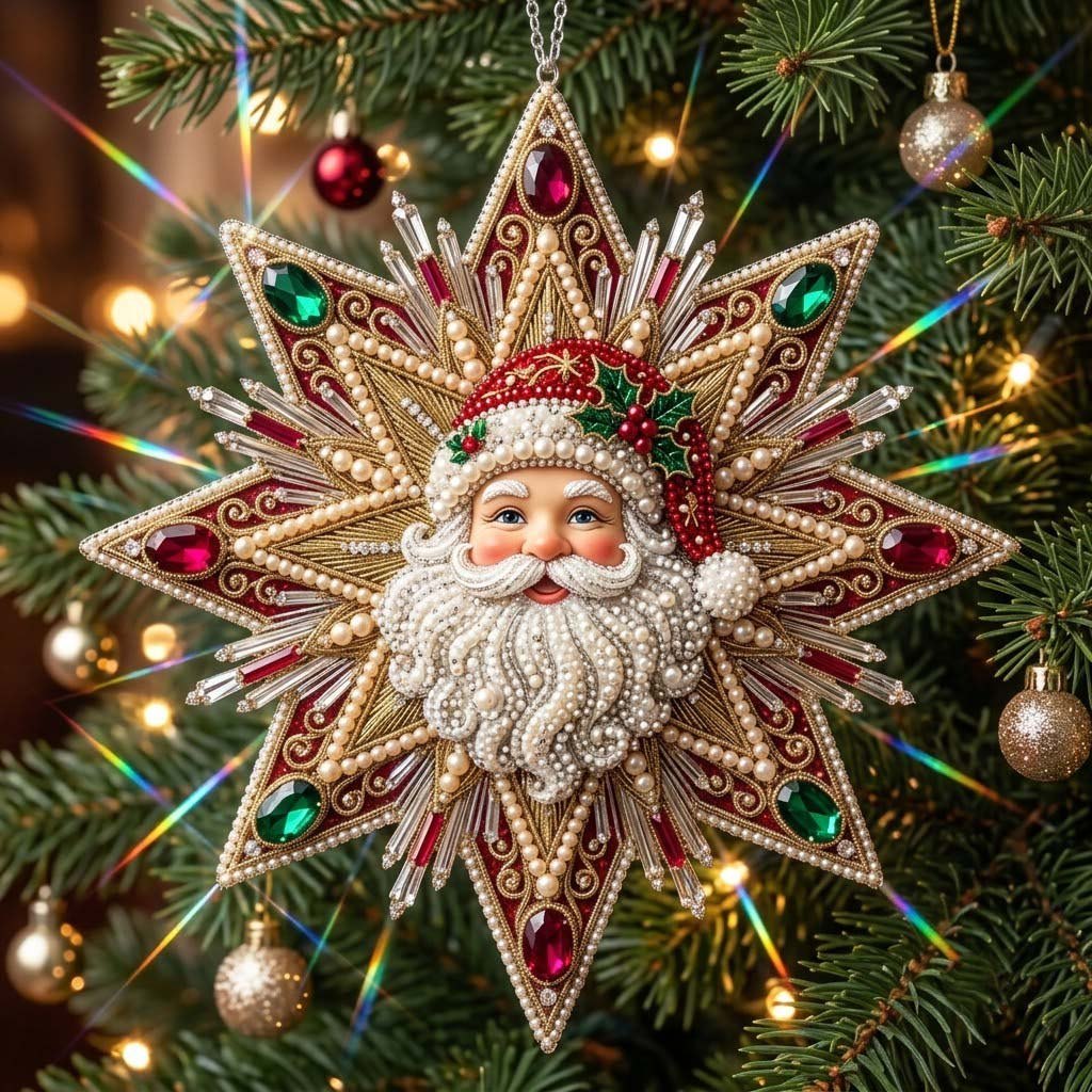Santa Star Christmas Ornament